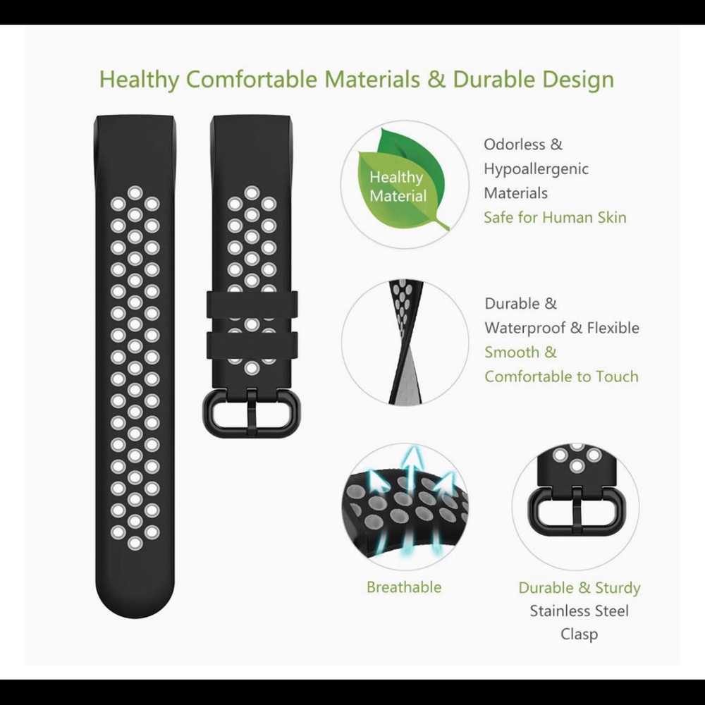Gray Fitbit compatible sports band - Picture 2 of 3